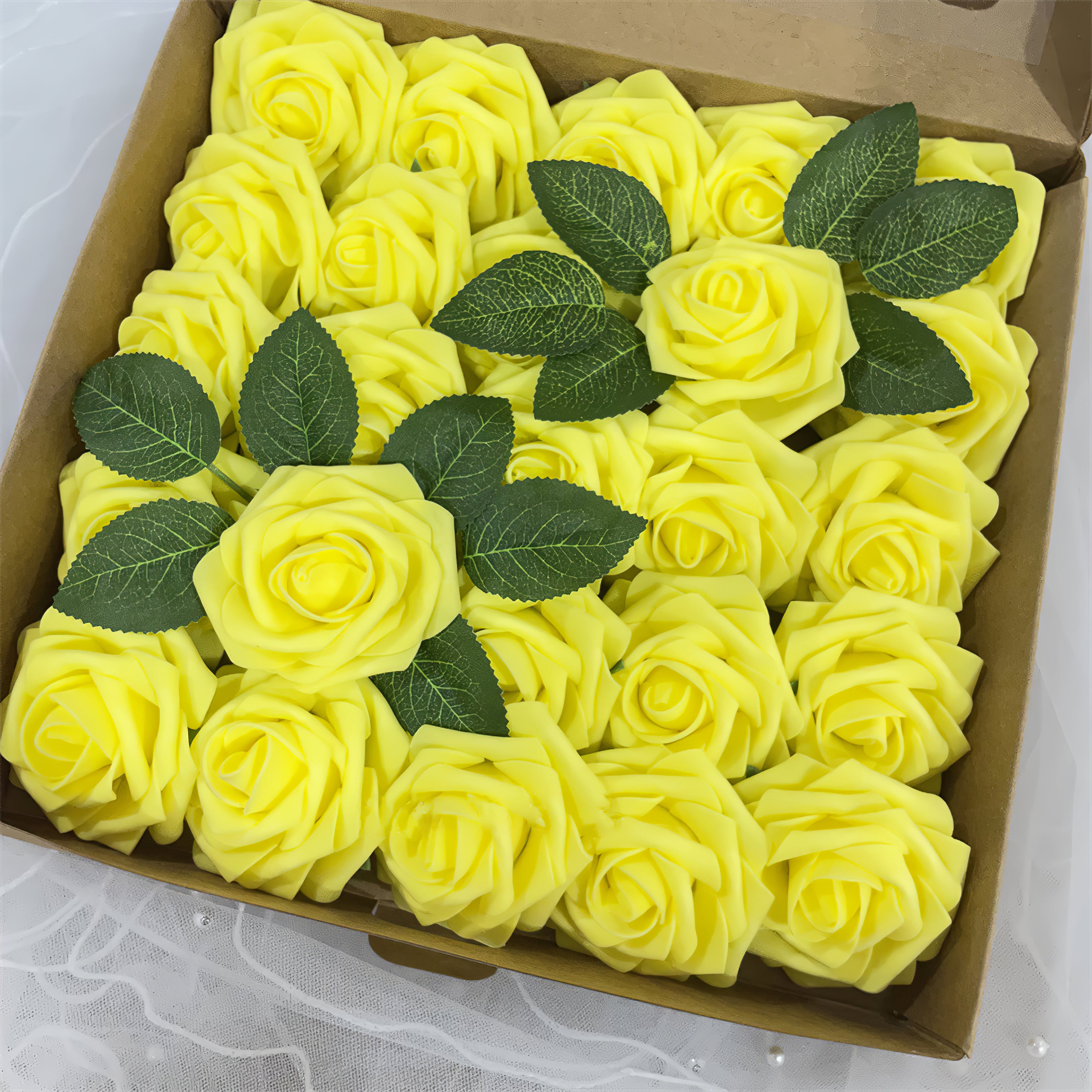 Flower Box Silk Blooming Flowers Yellow - KetieStory